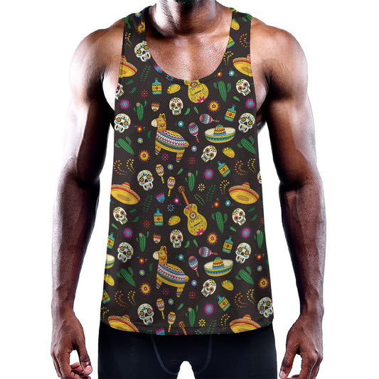 Cartoon Cinco de Mayo Pattern Print Training Tank Top
