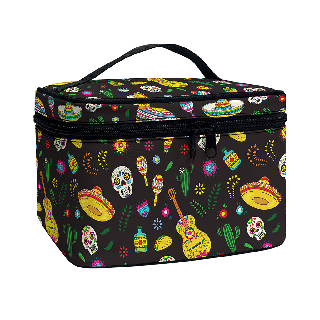 Cartoon Cinco de Mayo Pattern Print Travel Makeup Bag