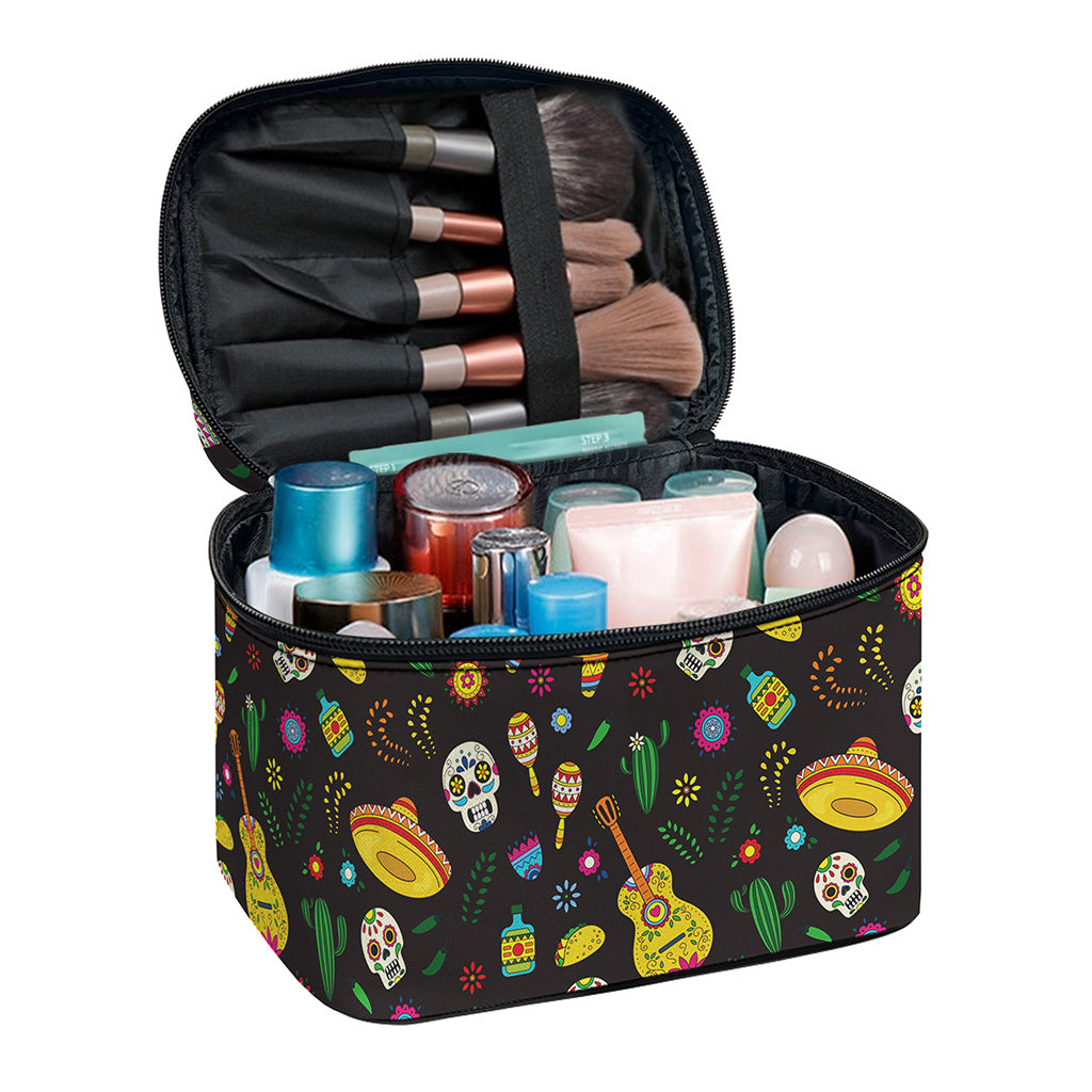 Cartoon Cinco de Mayo Pattern Print Travel Makeup Bag