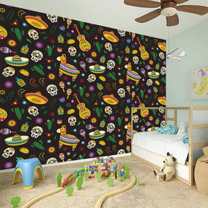 Cartoon Cinco de Mayo Pattern Print Wall Sticker