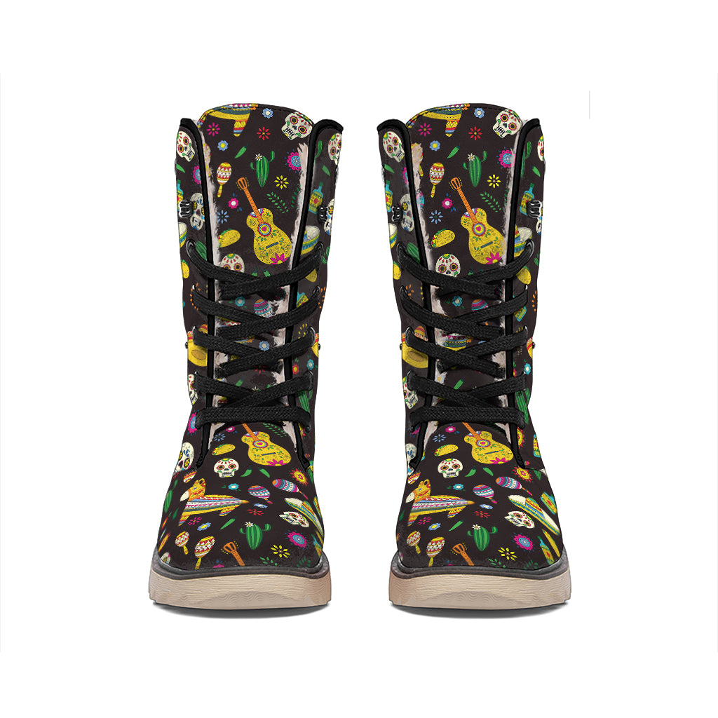 Cartoon Cinco de Mayo Pattern Print Winter Boots