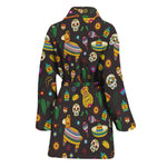 Cartoon Cinco de Mayo Pattern Print Women's Bathrobe