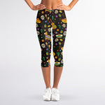 Cartoon Cinco de Mayo Pattern Print Women's Capri Leggings