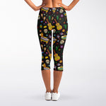 Cartoon Cinco de Mayo Pattern Print Women's Capri Leggings