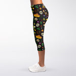Cartoon Cinco de Mayo Pattern Print Women's Capri Leggings
