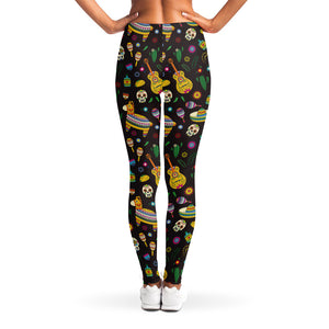 Cartoon Cinco de Mayo Pattern Print Women's Leggings