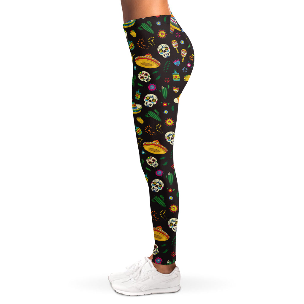 Cartoon Cinco de Mayo Pattern Print Women's Leggings