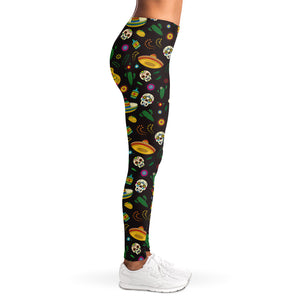 Cartoon Cinco de Mayo Pattern Print Women's Leggings