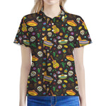 Cartoon Cinco de Mayo Pattern Print Women's Polo Shirt
