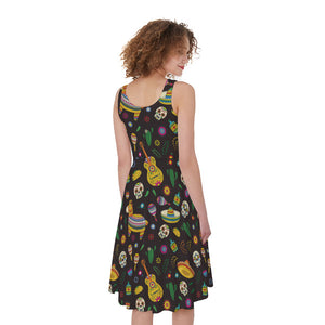 Cartoon Cinco de Mayo Pattern Print Women's Sleeveless Dress