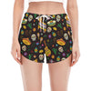 Cartoon Cinco de Mayo Pattern Print Women's Split Running Shorts