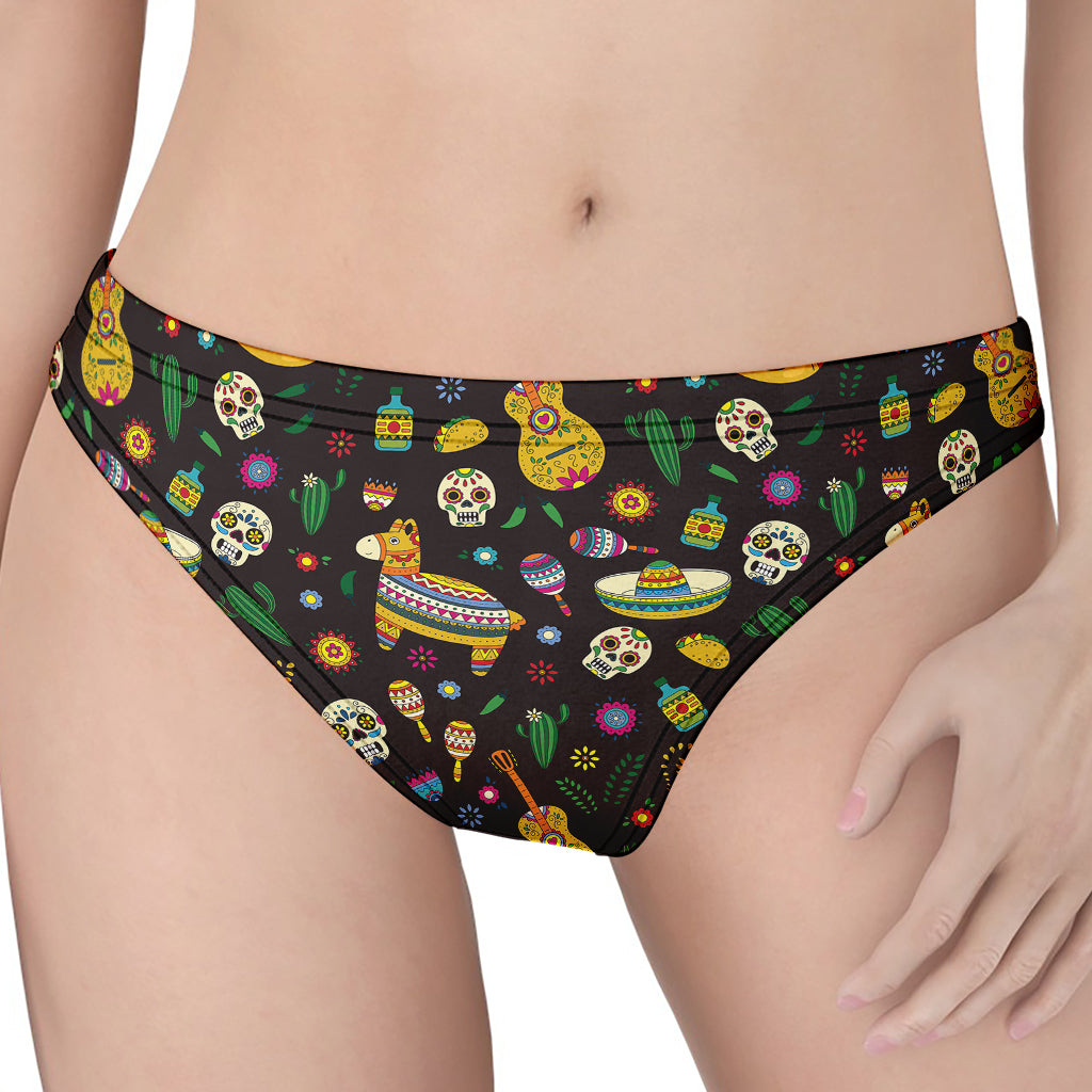 Cartoon Cinco de Mayo Pattern Print Women's Thong