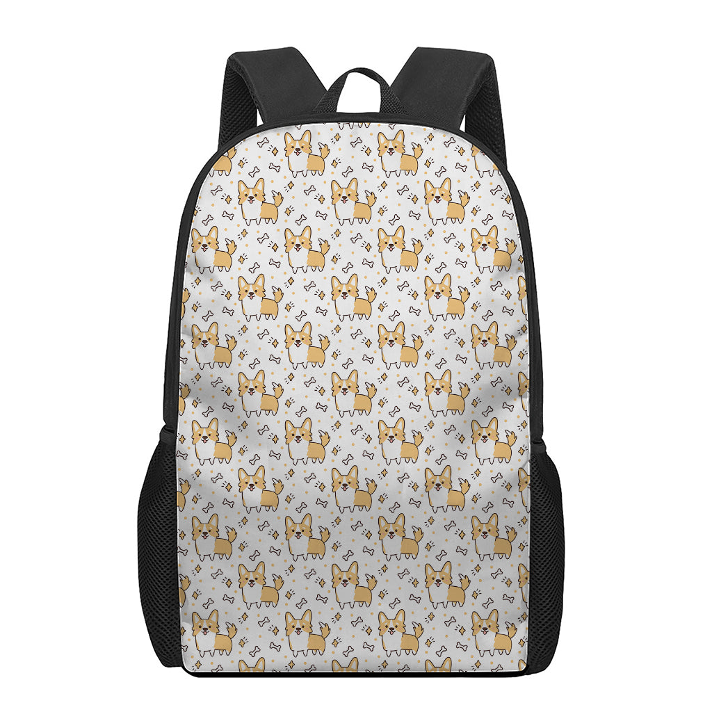 Cartoon Corgi Pattern Print 17 Inch Backpack