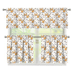 Cartoon Corgi Pattern Print 3 Piece Kitchen Curtains