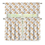 Cartoon Corgi Pattern Print 3 Piece Kitchen Curtains