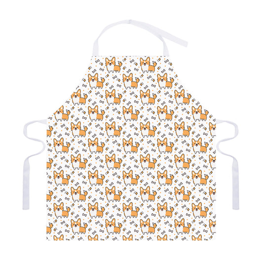 Cartoon Corgi Pattern Print Adjustable Apron