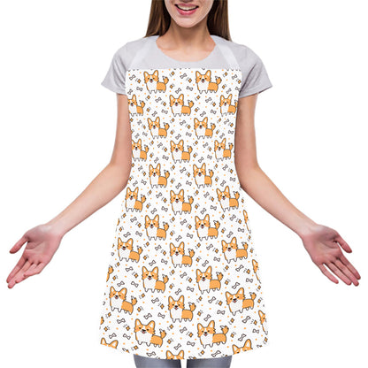 Cartoon Corgi Pattern Print Adjustable Apron