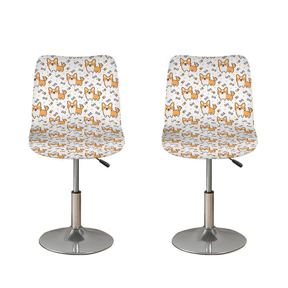 Cartoon Corgi Pattern Print Bar Stool Covers