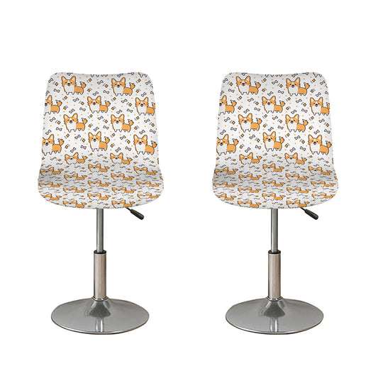Cartoon Corgi Pattern Print Bar Stool Covers