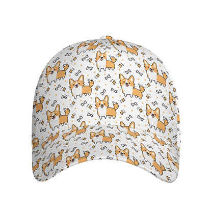Cartoon Corgi Pattern Print Baseball Cap