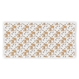 Cartoon Corgi Pattern Print Beach Towel