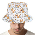 Cartoon Corgi Pattern Print Bucket Hat