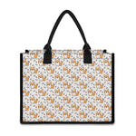 Cartoon Corgi Pattern Print Canvas Tote Bag