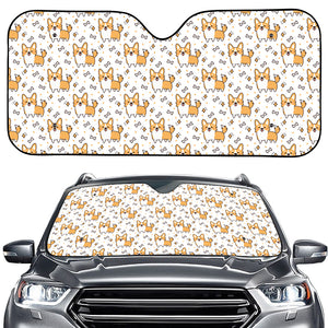 Cartoon Corgi Pattern Print Car Windshield Sun Shade