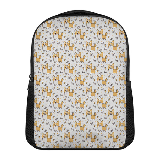 Cartoon Corgi Pattern Print Casual Backpack