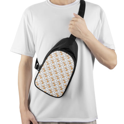 Cartoon Corgi Pattern Print Chest Bag