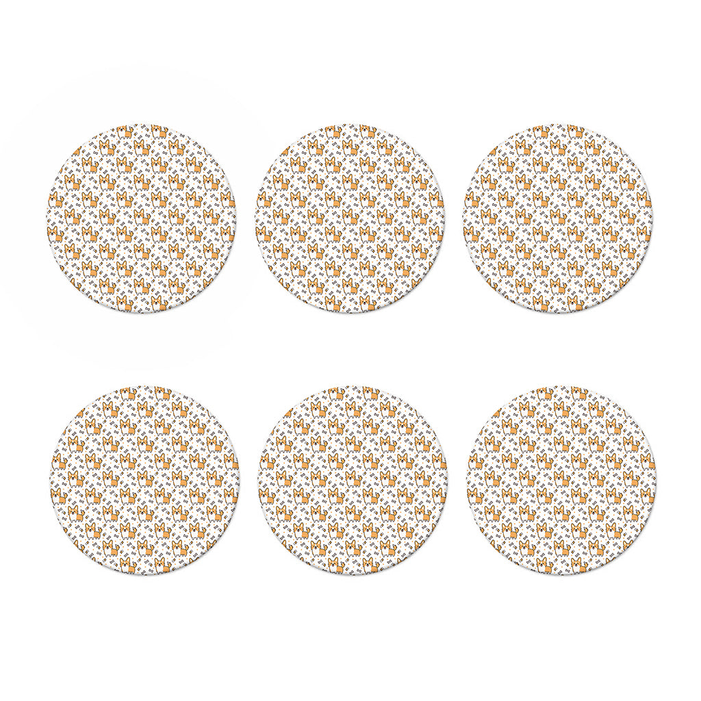 Cartoon Corgi Pattern Print Coaster Set