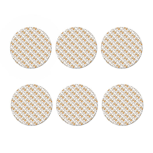 Cartoon Corgi Pattern Print Coaster Set
