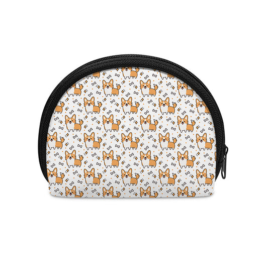 Cartoon Corgi Pattern Print Coin Purse