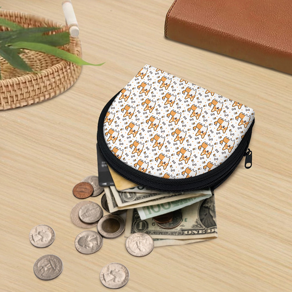 Cartoon Corgi Pattern Print Coin Purse