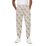 Cartoon Corgi Pattern Print Cotton Pants