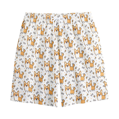 Cartoon Corgi Pattern Print Cotton Shorts