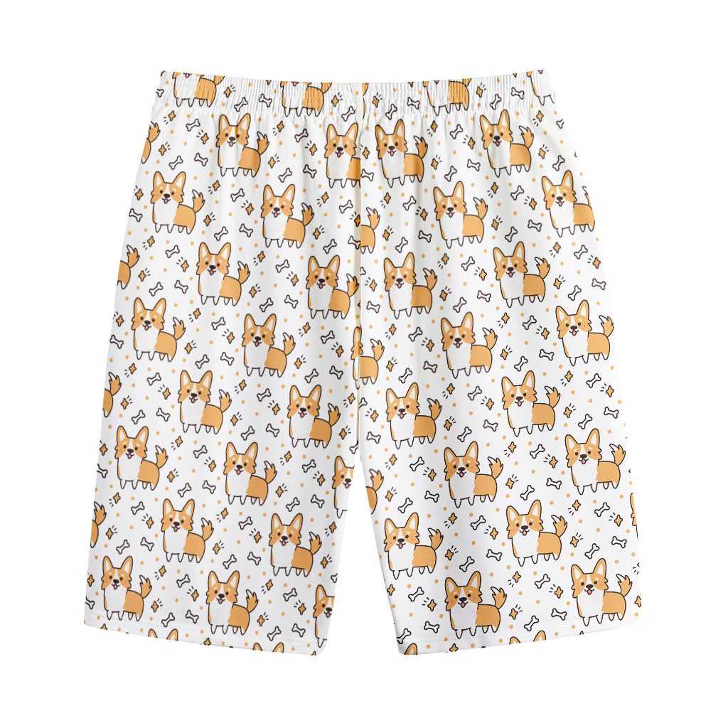 Cartoon Corgi Pattern Print Cotton Shorts