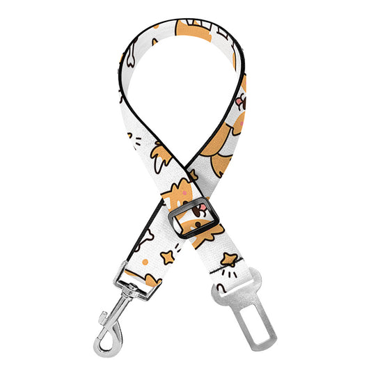 Cartoon Corgi Pattern Print Dog Seat Belt