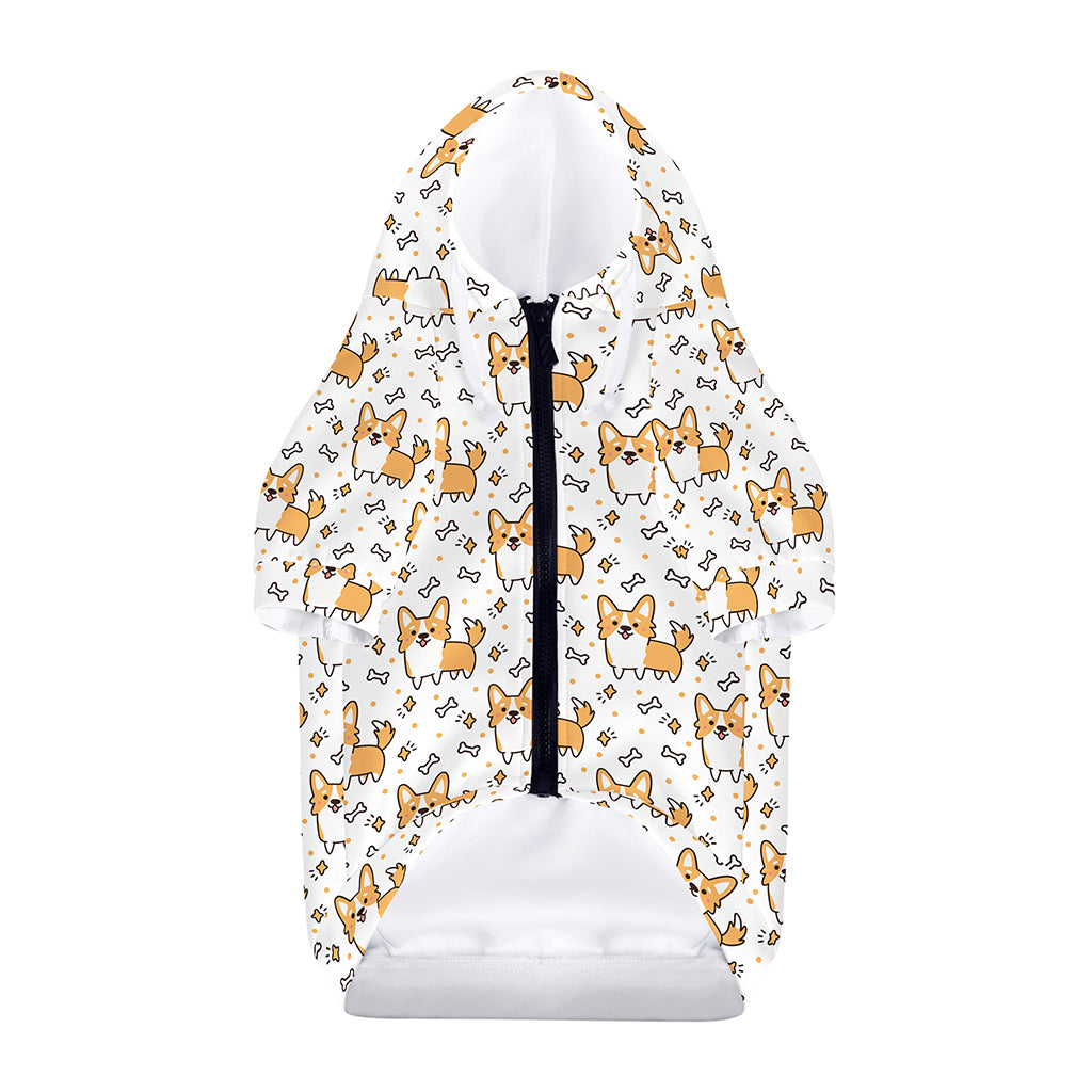 Cartoon Corgi Pattern Print Dog Zip Up Hoodie