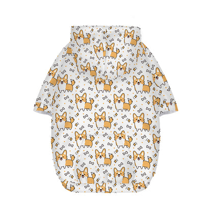 Cartoon Corgi Pattern Print Dog Zip Up Hoodie