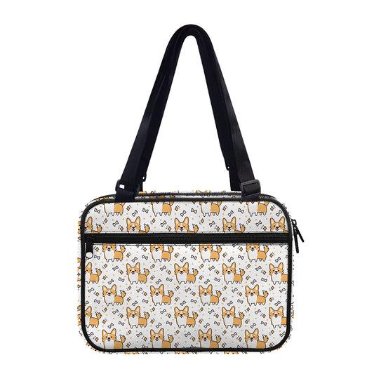 Cartoon Corgi Pattern Print Double Strap Bible Bag