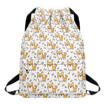 Cartoon Corgi Pattern Print Drawstring Backpack
