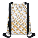 Cartoon Corgi Pattern Print Drawstring Backpack
