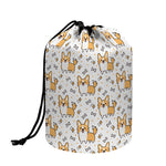 Cartoon Corgi Pattern Print Drawstring Makeup Bag