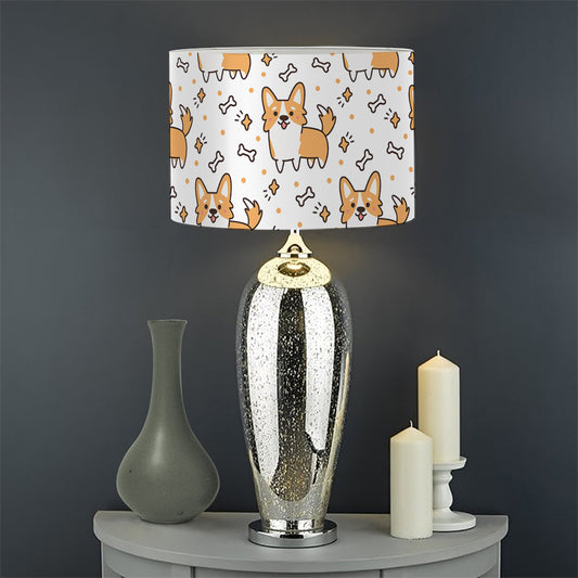 Cartoon Corgi Pattern Print Drum Lamp Shade