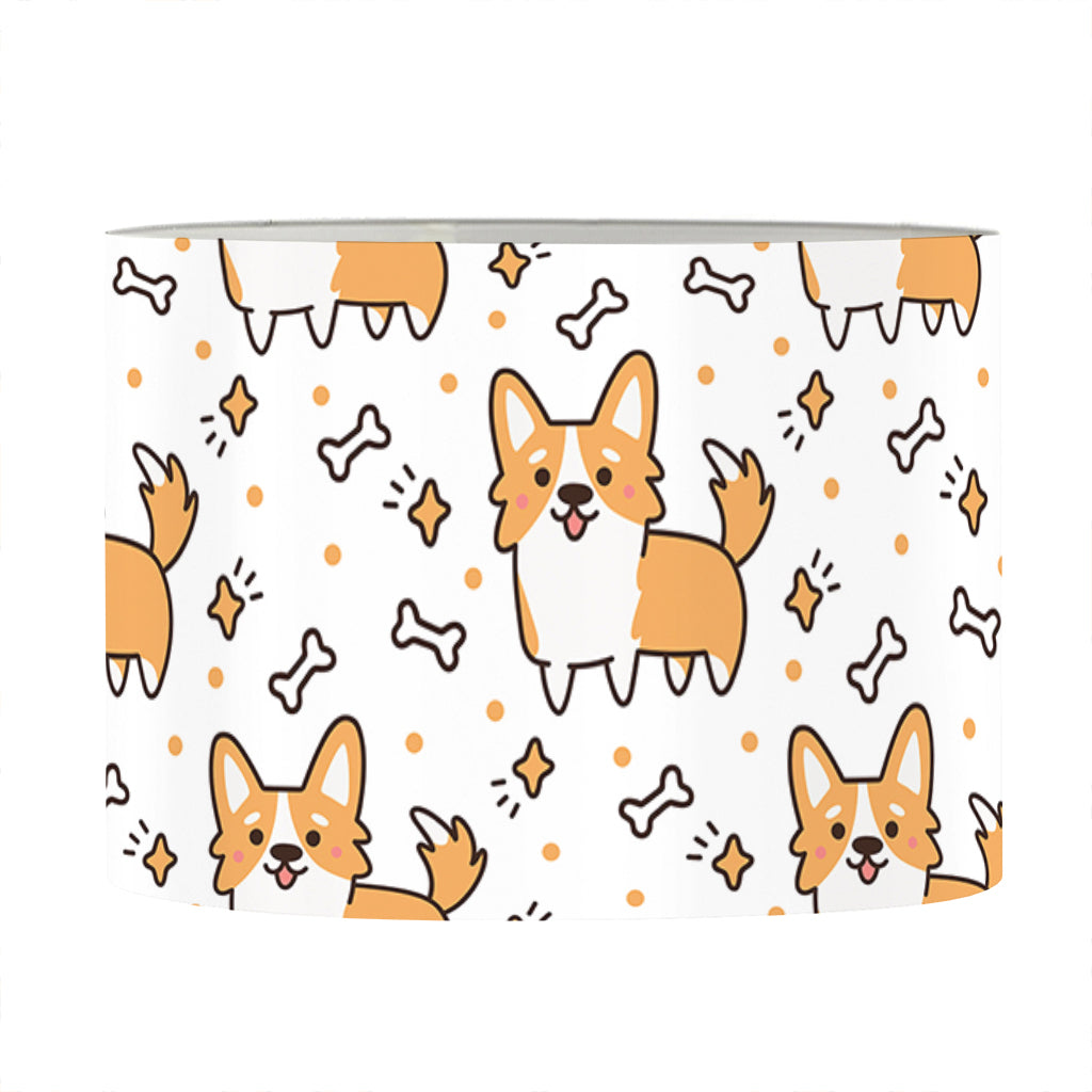 Cartoon Corgi Pattern Print Drum Lamp Shade