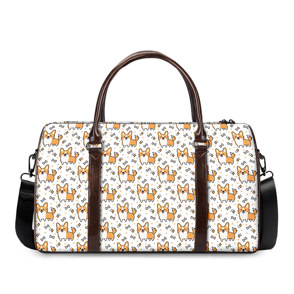 Cartoon Corgi Pattern Print Duffle Bag