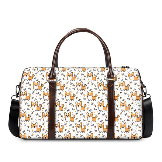 Cartoon Corgi Pattern Print Duffle Bag