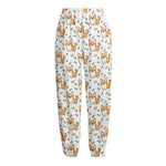 Cartoon Corgi Pattern Print Fleece Lined Knit Pants
