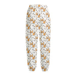 Cartoon Corgi Pattern Print Fleece Lined Knit Pants